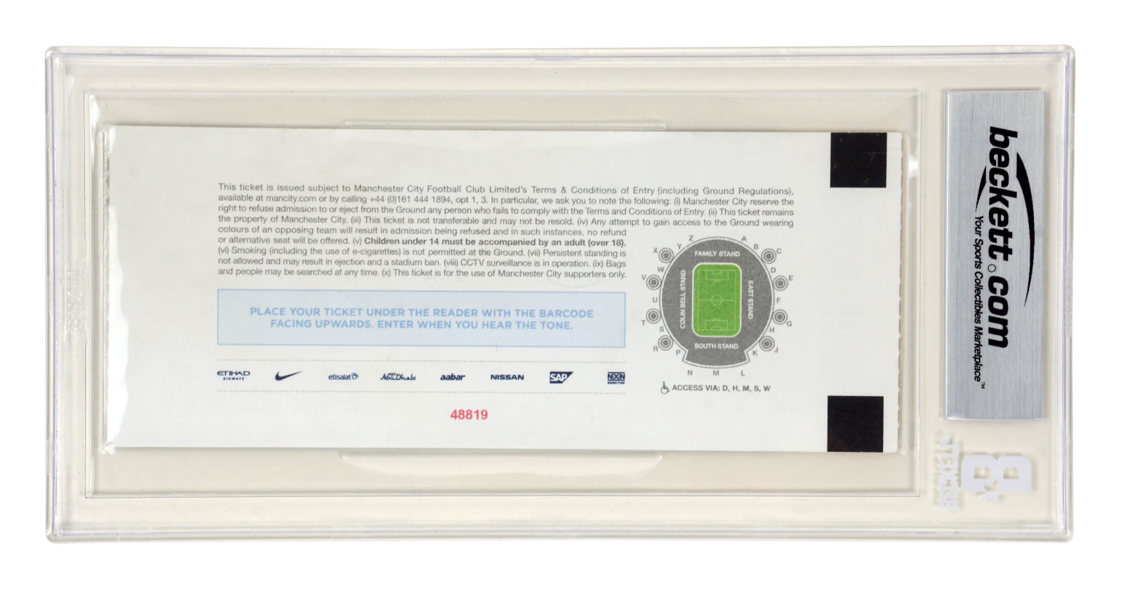 Sergio Aguero Signed 2018 350th Career Goal Match Ticket Inscribed – BGS 5